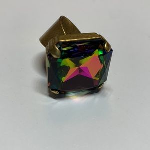 3/$15 Large multi color cocktail gold tone adjustable ring